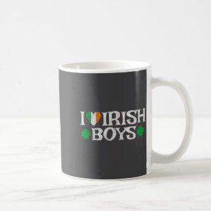 Mug J'aime les garçons irlandais Cœur de trèfle chance