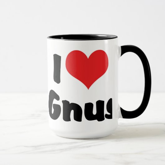 Mug J'aime les gnous à cœur (Droite)