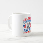 Mug J'aime les Huskies sibériens et les USA (Devant gauche)