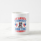 Mug J'aime les Huskies sibériens et les USA (Centre)