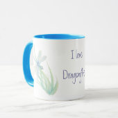 Mug J'aime les libellules en bleu et vert (Devant gauche)