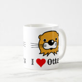 Mug J'Aime Les Loutres. Appréciation. Loves Otters (Devant droit)