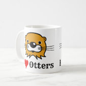 Mug J'Aime Les Loutres. Appréciation. Loves Otters (Devant gauche)