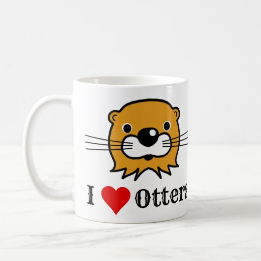 Mug J'Aime Les Loutres. Appréciation. Loves Otters (Gauche)