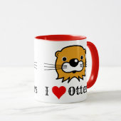 Mug J'Aime Les Loutres. Conservation de la faune de Ot (Devant droit)