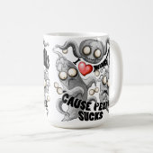 Mug J'aime les monstres parce que les gens aiment les (Devant droit)
