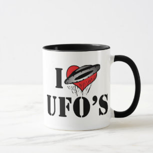 Mug J'aime les OVNI à coeur - Amoureux extraterrestre