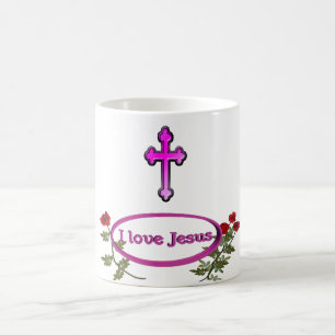 Mug J'aime les produits Jésus avec les roses