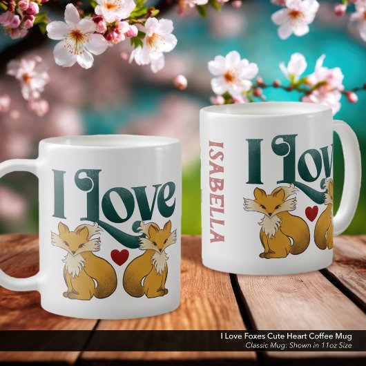 Mug J'Aime Les Renards Mignons Coeur