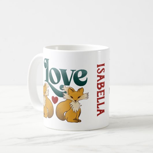 Mug J'Aime Les Renards Mignons Coeur (Devant gauche)