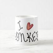 Mug J'aime les singes, typographie manuscrite mignonne (Centre)