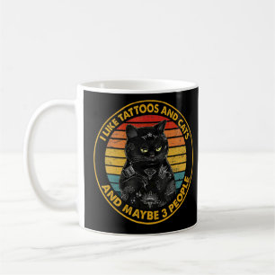 Mug J'Aime Les Tatouages Et Les Chats Et Peut Être 3 P