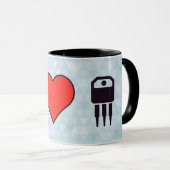 Mug J'aime les transistors électroniques (Devant droit)