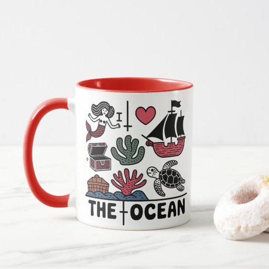 Mug J'AIME L'OCÉAN (Avec donut)