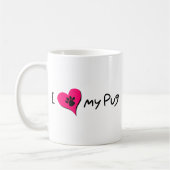 Mug J'aime ma citation de Carlin avec Empreinte de pat (Gauche)