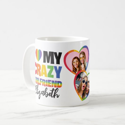 Mug J'aime ma copine folle 2 photo lgbtq+ arc en ciel (Devant gauche)