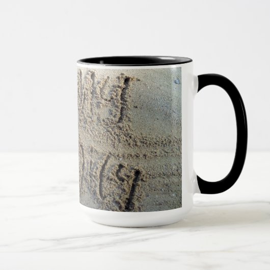 Mug J'aime ma famille, sable écrire une citation d'amo (Droite)