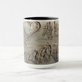 Mug J'aime ma famille, sable écrire une citation d'amo (Centre)