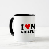 Mug J'aime ma petite amie - Conception de texte de cœu (Devant gauche)