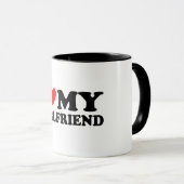 Mug J'aime ma petite amie - Conception de texte de cœu (Devant droit)