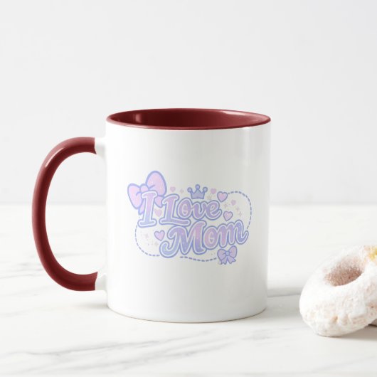 Mug J'aime maman – Conception pastel kawaii (Avec donut)