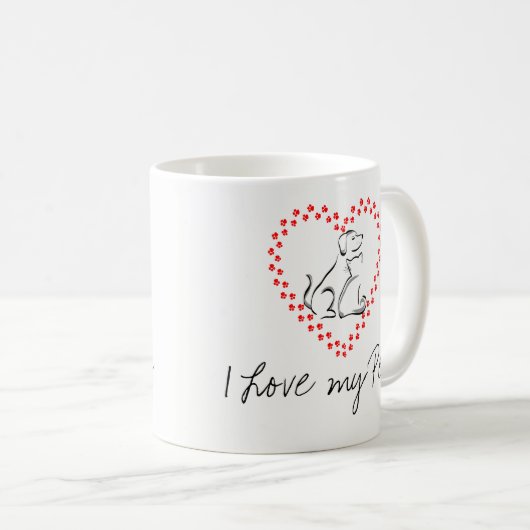 Mug J'aime mes animaux (Devant droit)
