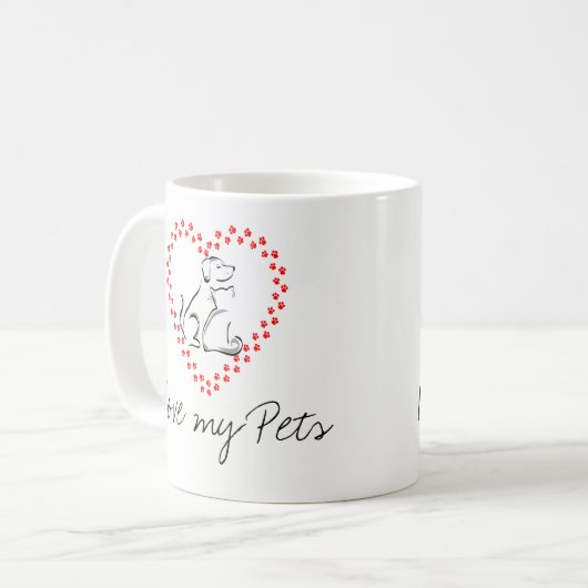 Mug J'aime mes animaux (Devant gauche)