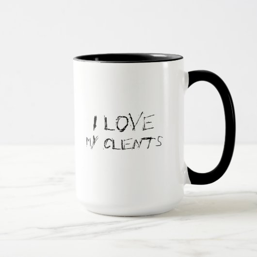 Mug J'aime mes clients - urbain, boite de bureau point (Droite)