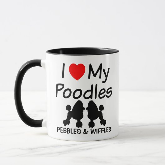 Mug J'Aime Mes Deux Chiens De Poodle (Gauche)
