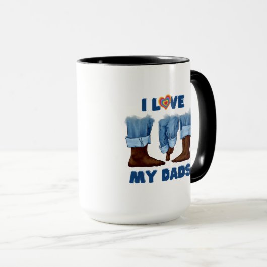 Mug J'aime mes deux papas avec fierté (Devant droit)