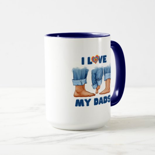 Mug J'aime mes deux papas avec fierté (Devant droit)
