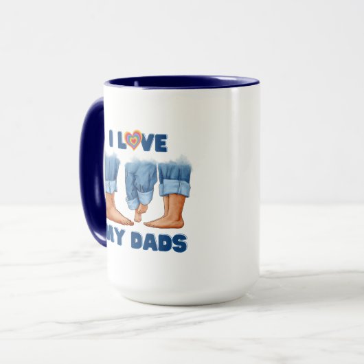 Mug J'aime mes deux papas avec fierté (Devant gauche)