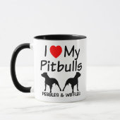 Mug J'Aime Mes DEUX Pitbull Dogs (Gauche)