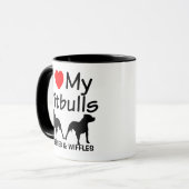 Mug J'Aime Mes DEUX Pitbull Dogs (Devant gauche)