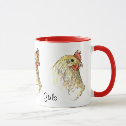 Mug J'aime mes filles poulet poule Hen dessin d'oiseau (Droite)