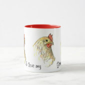 Mug J'aime mes filles poulet poule Hen dessin d'oiseau (Centre)