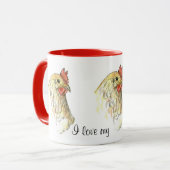Mug J'aime mes filles poulet poule Hen dessin d'oiseau (Devant gauche)