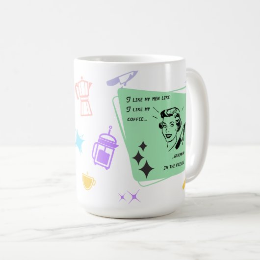 Mug J'aime mes hommes comme j'aime mon café… (Devant droit)