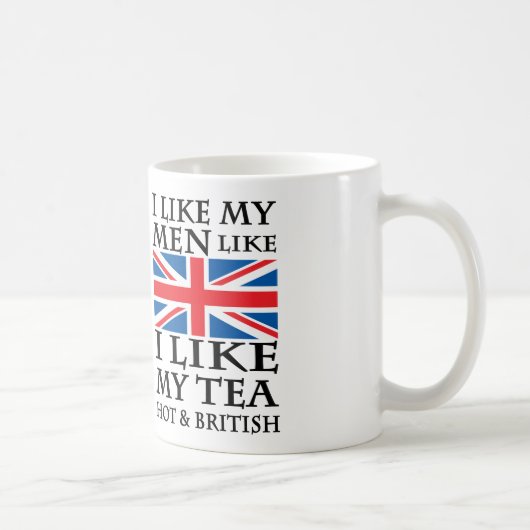 Mug j'aime mes hommes comme j'aime mon thé chaud et (Droite)
