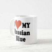 Mug J'aime mes marchandises russes de chat bleu (Devant gauche)