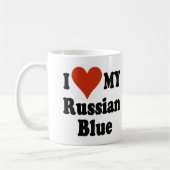 Mug J'aime mes marchandises russes de chat bleu (Gauche)