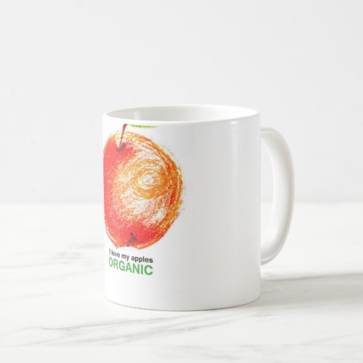 Mug J'aime mes pommes organiques (Devant droit)