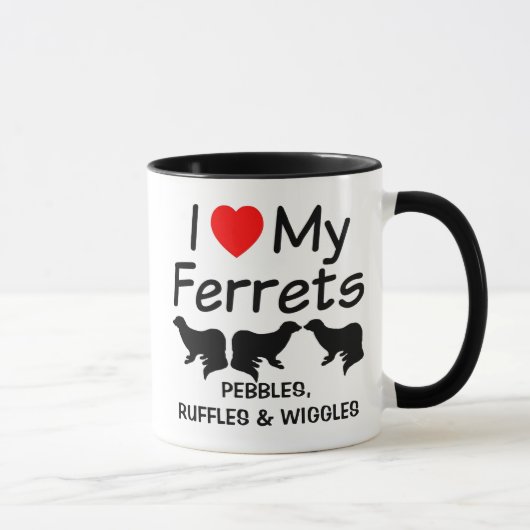 Mug J'Aime Mes TROIS Ferrets (Droite)