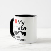 Mug J'Aime Mes TROIS Ferrets (Devant gauche)