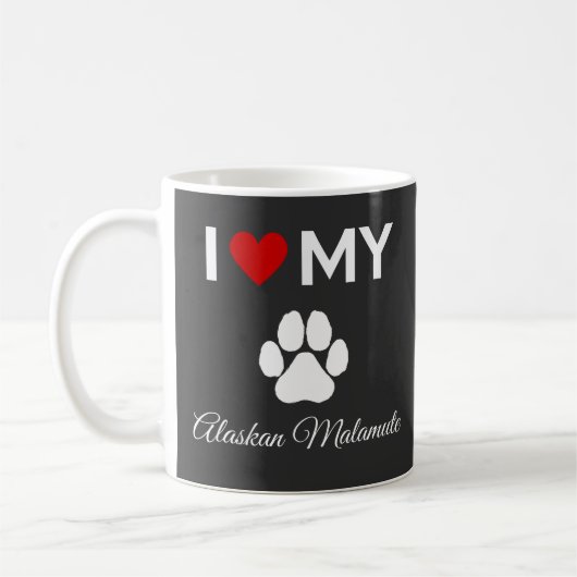 Mug J'aime mon Alaskan Malamute chien texte personnali (Gauche)