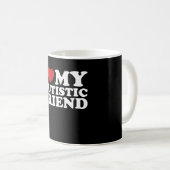 Mug J'Aime Mon Ami Autiste Autisme Coeur (Devant droit)