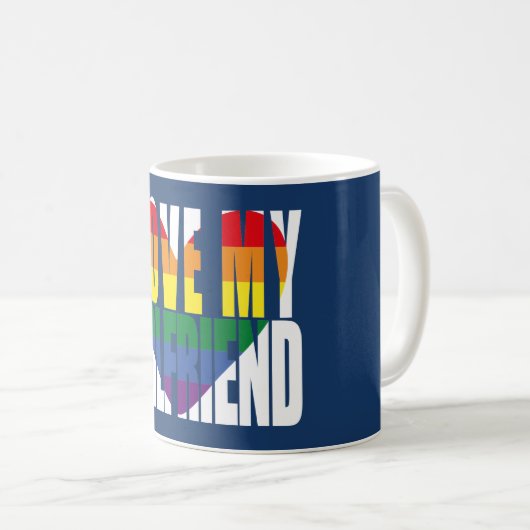Mug J'Aime Mon Ami Coeur Arc En Ciel (Devant droit)