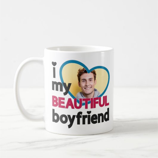 Mug J'aime mon beau petit ami photo personnalisée (Gauche)