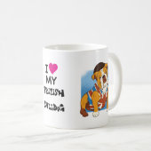 Mug J'Aime Mon Bitish Bulldog Custom Cartoon Chien (Devant droit)