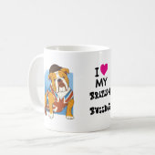Mug J'Aime Mon Bitish Bulldog Custom Cartoon Chien (Devant gauche)